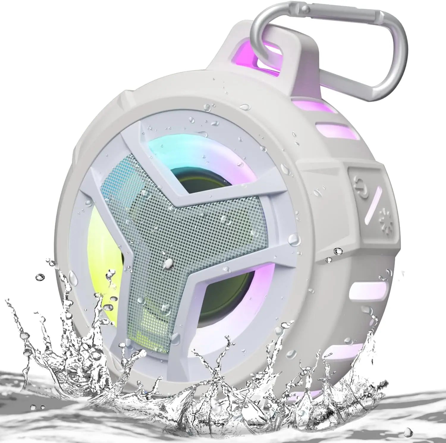 IP67 Waterproof Shower Speaker - RGB LED Light, Floats, 2000mAh Battery, 5W, TWS, for Pool Beach Camping