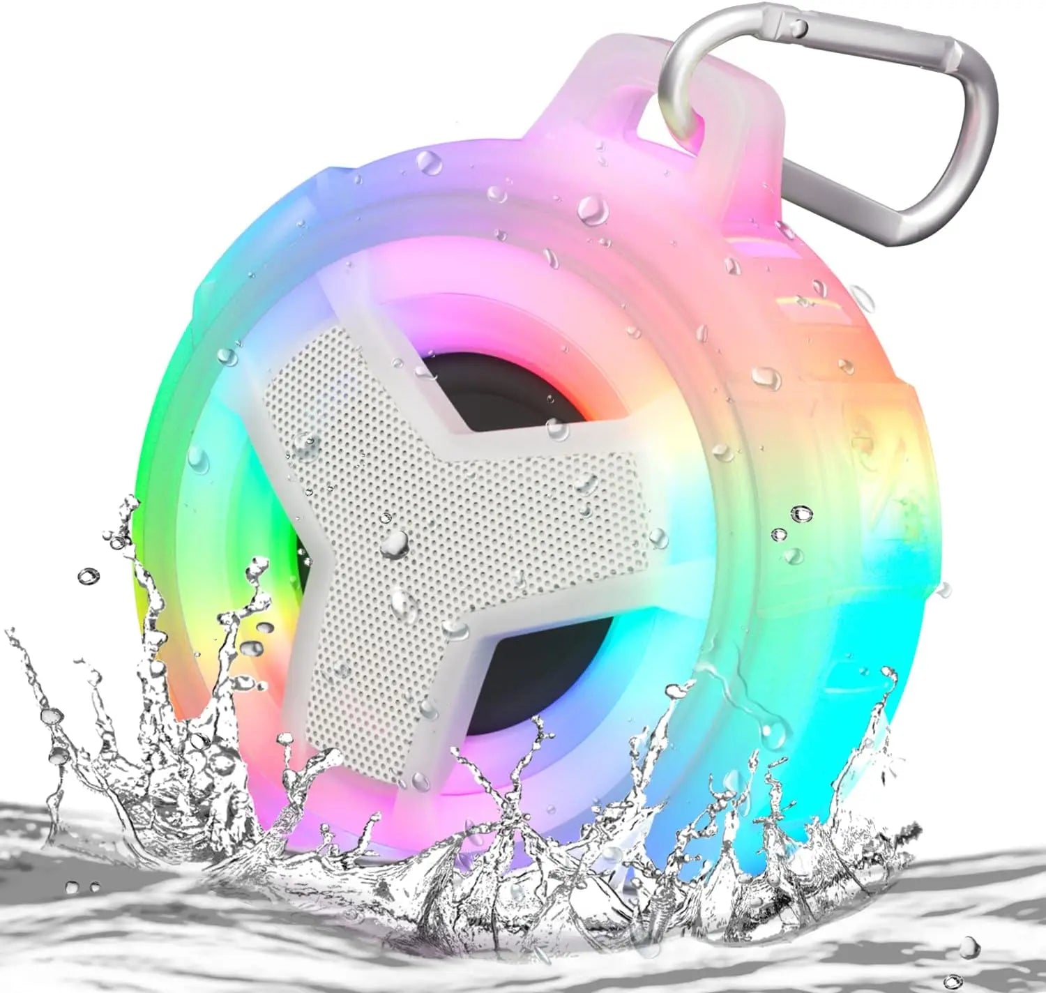IP67 Waterproof Shower Speaker - RGB LED Light, Floats, 2000mAh Battery, 5W, TWS, for Pool Beach Camping