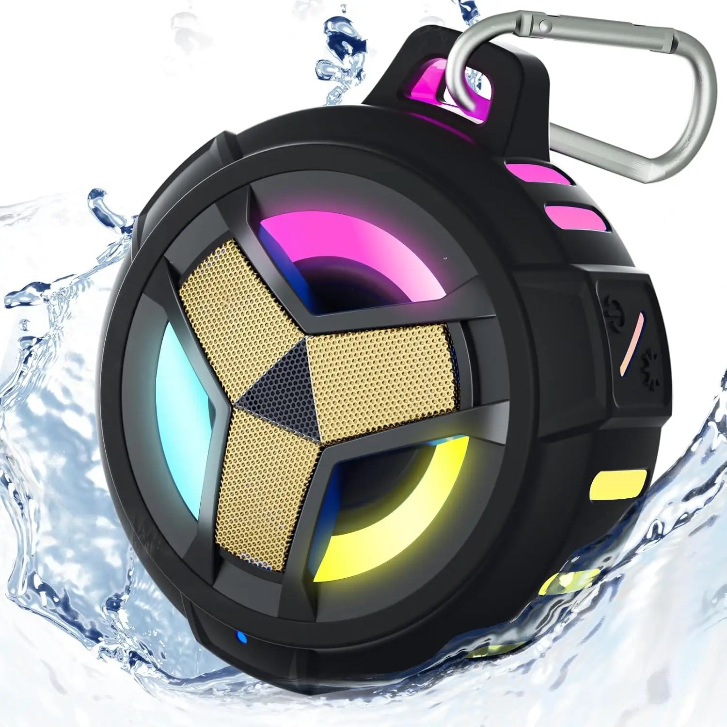 IP67 Waterproof Shower Speaker - RGB LED Light, Floats, 2000mAh Battery, 5W, TWS, for Pool Beach Camping