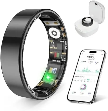 Smart Health Ring - Sleep & Stress Tracker, Heart Rate Monitor, Activity Tracking, Wireless Charging, iOS/Android