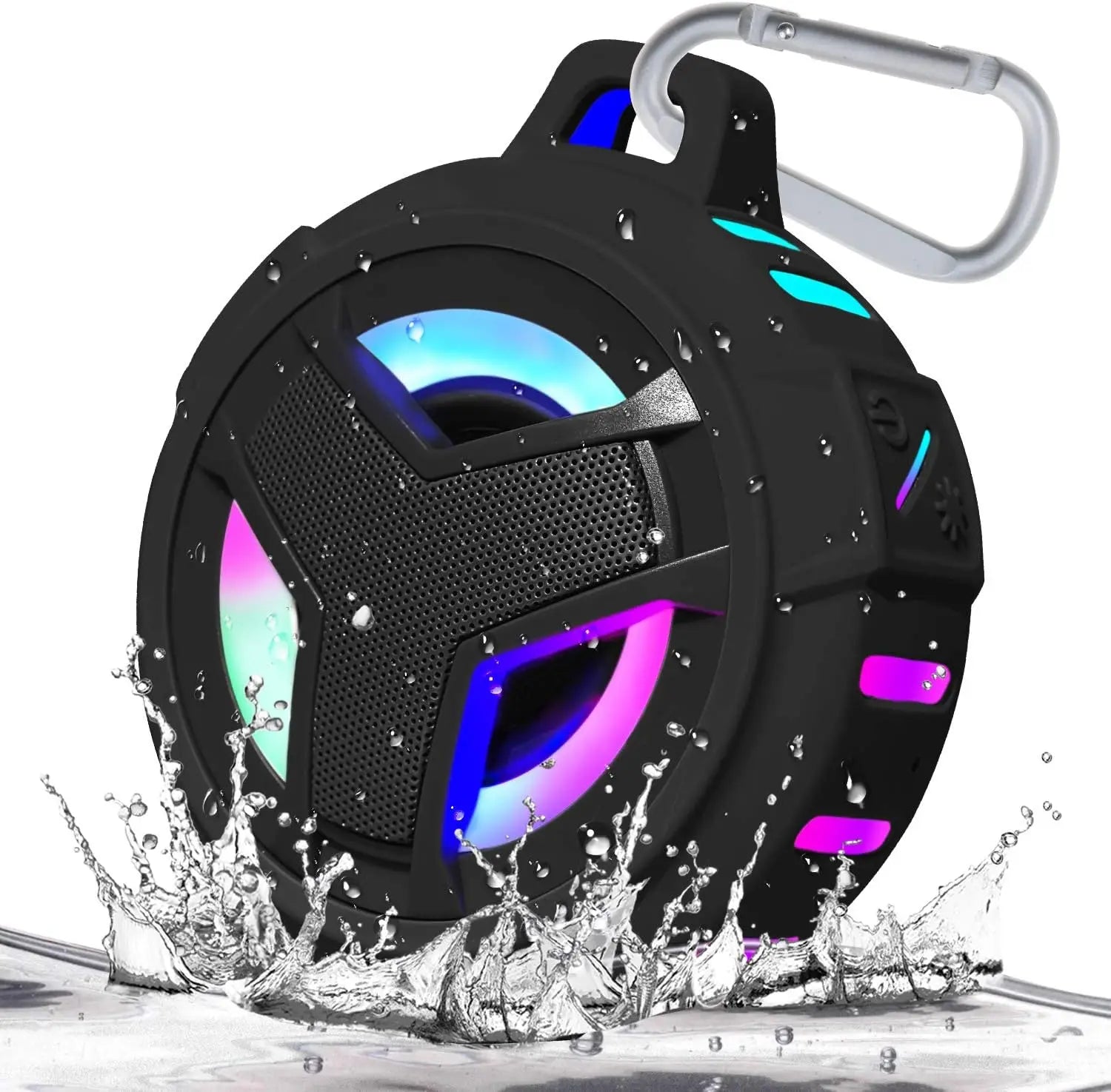 IP67 Waterproof Shower Speaker - RGB LED Light, Floats, 2000mAh Battery, 5W, TWS, for Pool Beach Camping