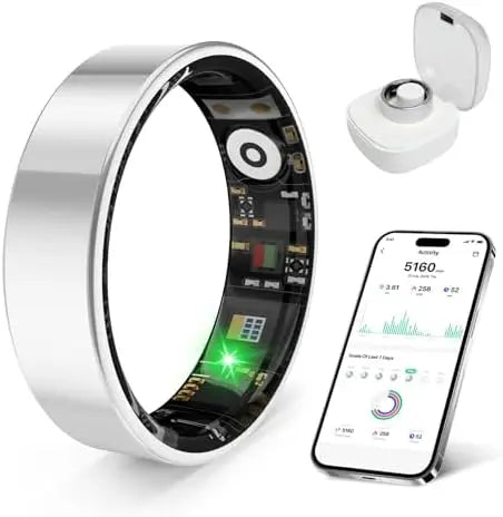 Smart Health Ring - Sleep & Stress Tracker, Heart Rate Monitor, Activity Tracking, Wireless Charging, iOS/Android