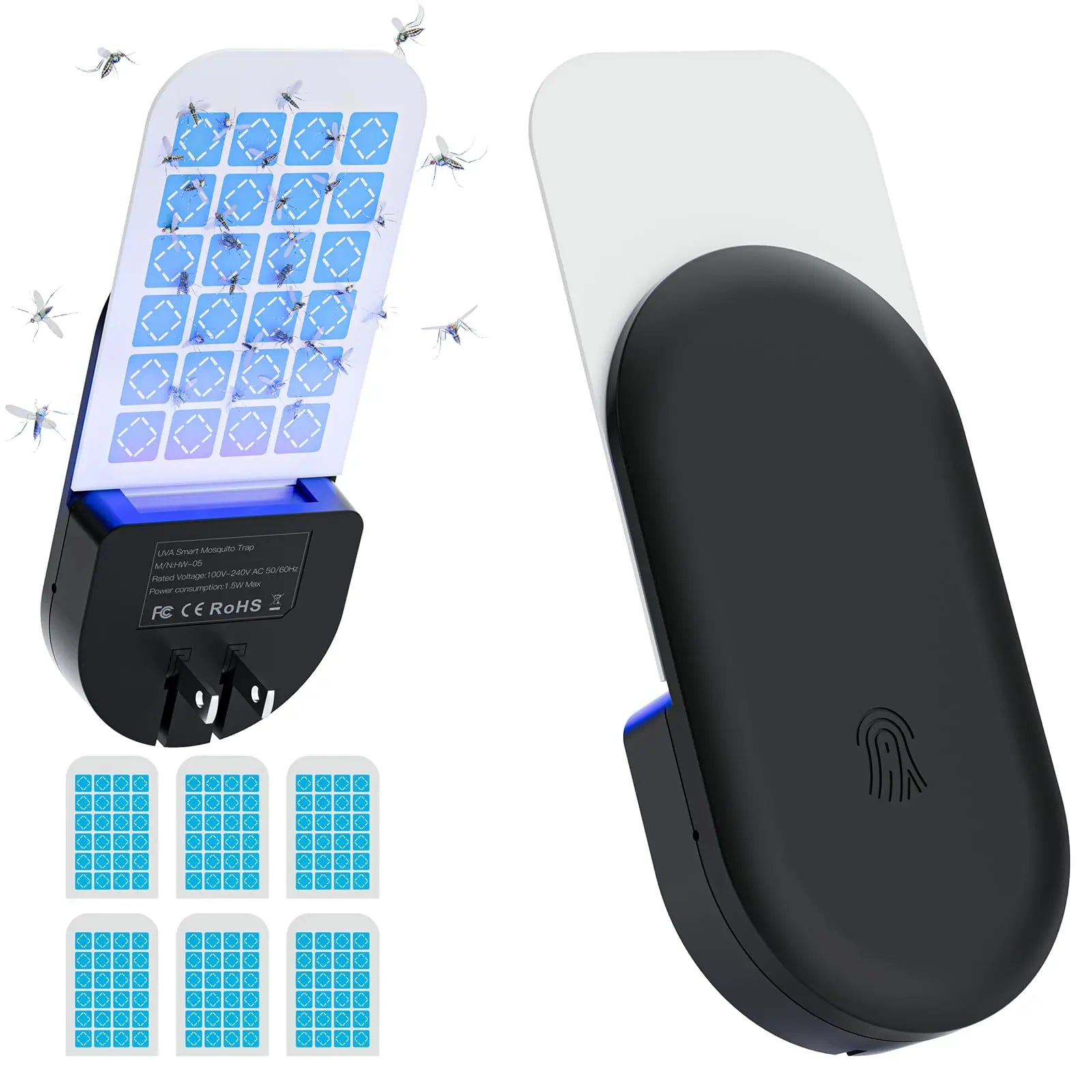 2-in-1 Indoor Plug-In Fruit Fly Trap - UV Light Attracts, Sticky Glue Cards, No Chemicals, for Kitchen Home Office