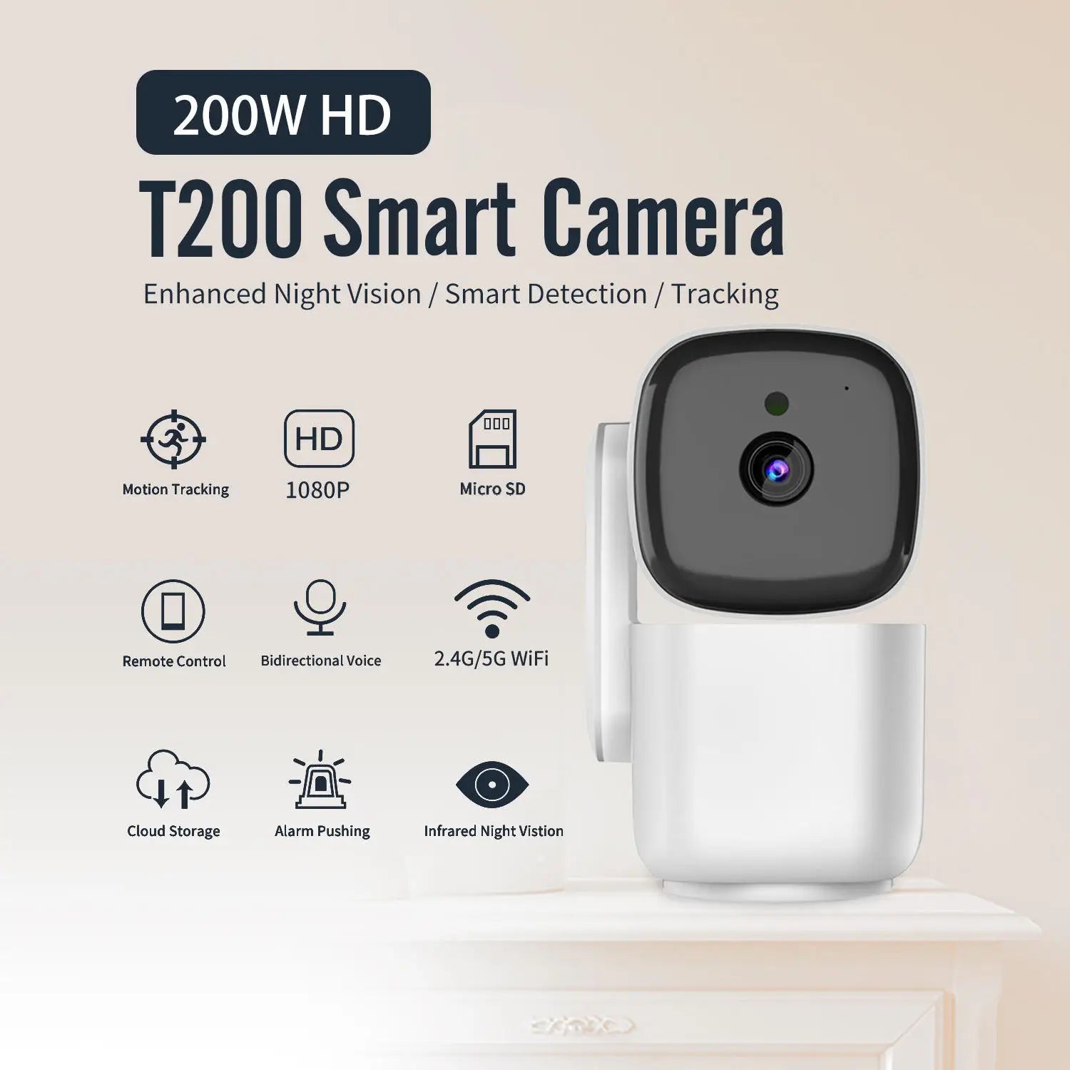 2.4G/5G Dual Band WiFi 1080P Security Camera – Mini Wireless IP Cam for Home