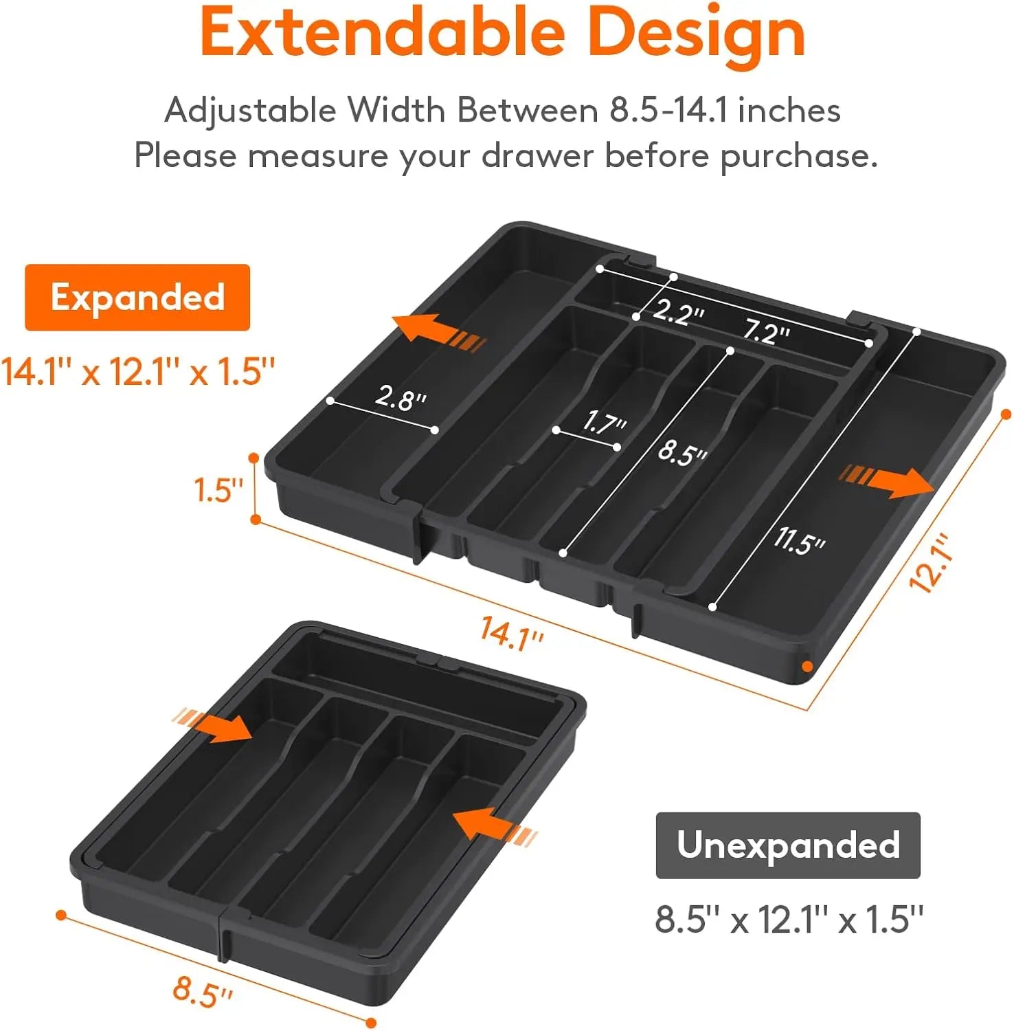 Extra Large Expandable Drawer Organizer - Adjustable Cutlery Storage | DailyMuseGoods