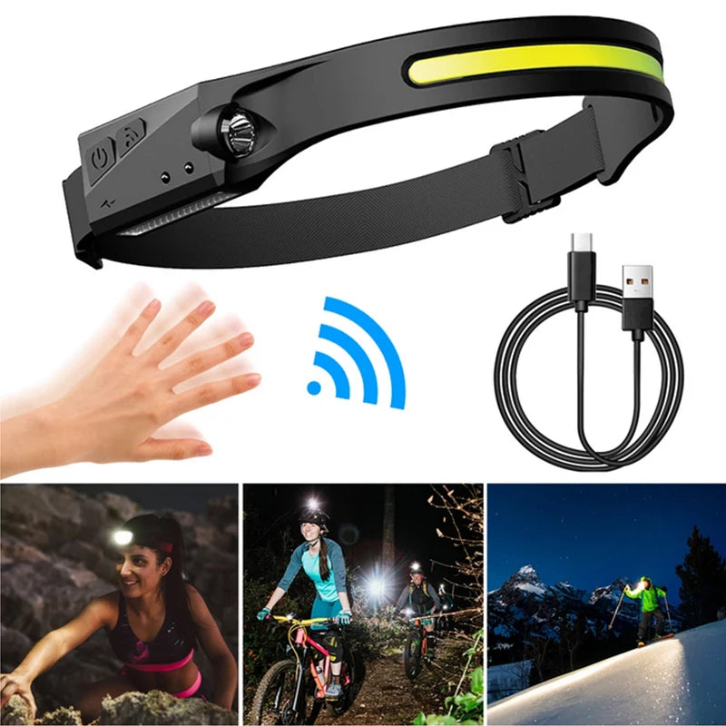 300 Lm Rechargeable LED Headlamp - COB Sensor Headlight for Camping & Helmet | DailyMuseGoods