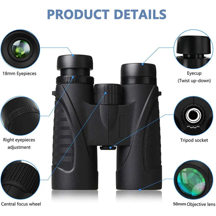 12x42 Binoculars for Adults - High Powered, Waterproof, BAK-4 Prism, FMC Lens, for Birdwatching Hunting Travel