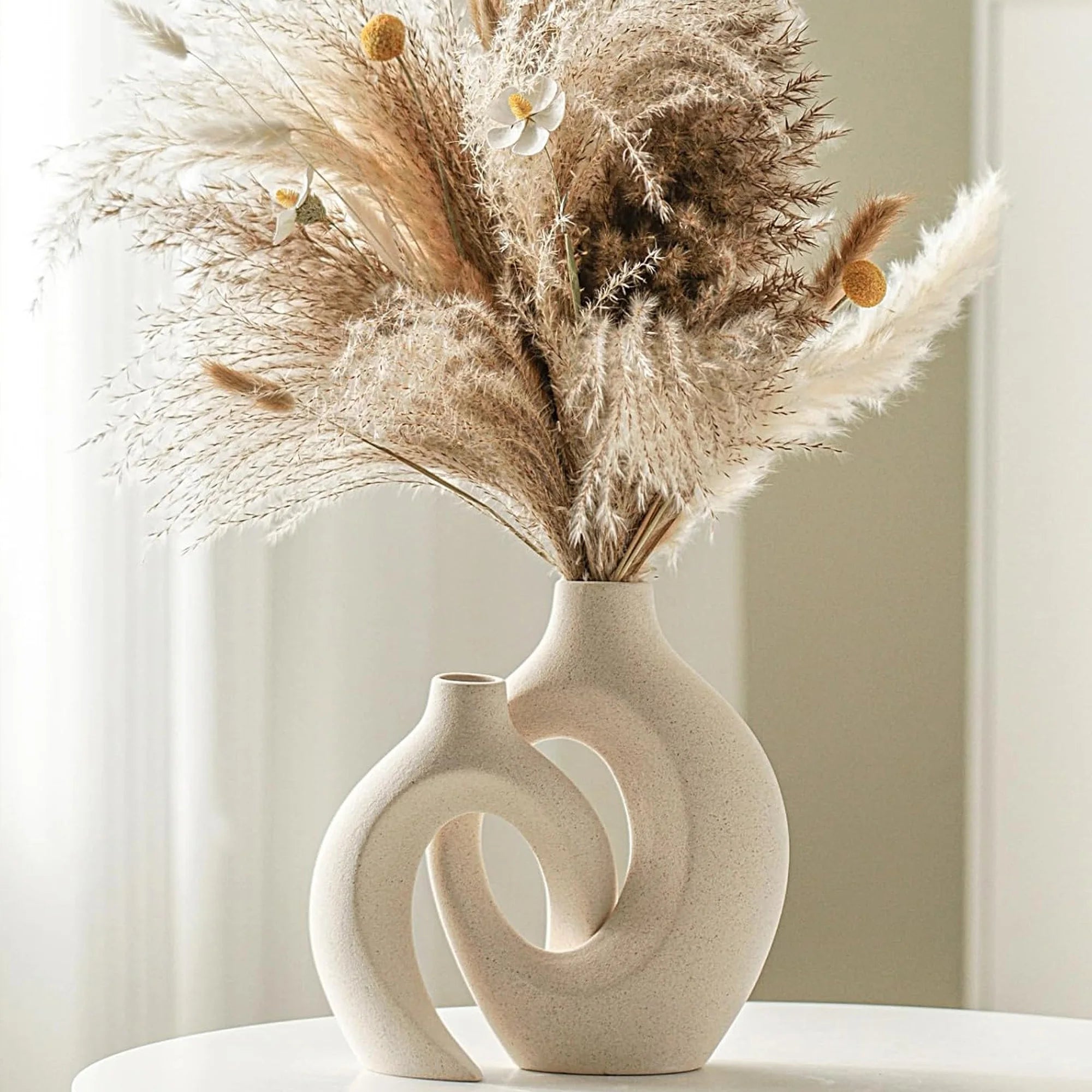Ceramic Vase Set of 2 | Matte Nordic Style | Handmade Home Decor 6.3x8.4in