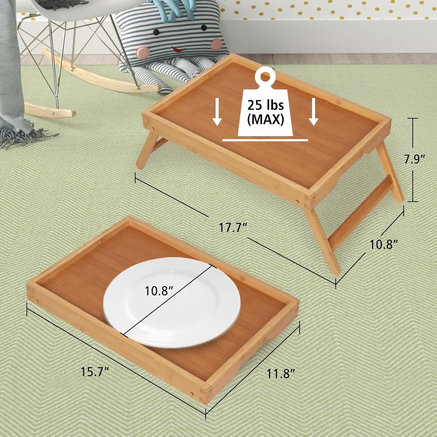 Wooden Serving Tray with Handles - Lap Couch Decorative Tray | DailyMuseGoods