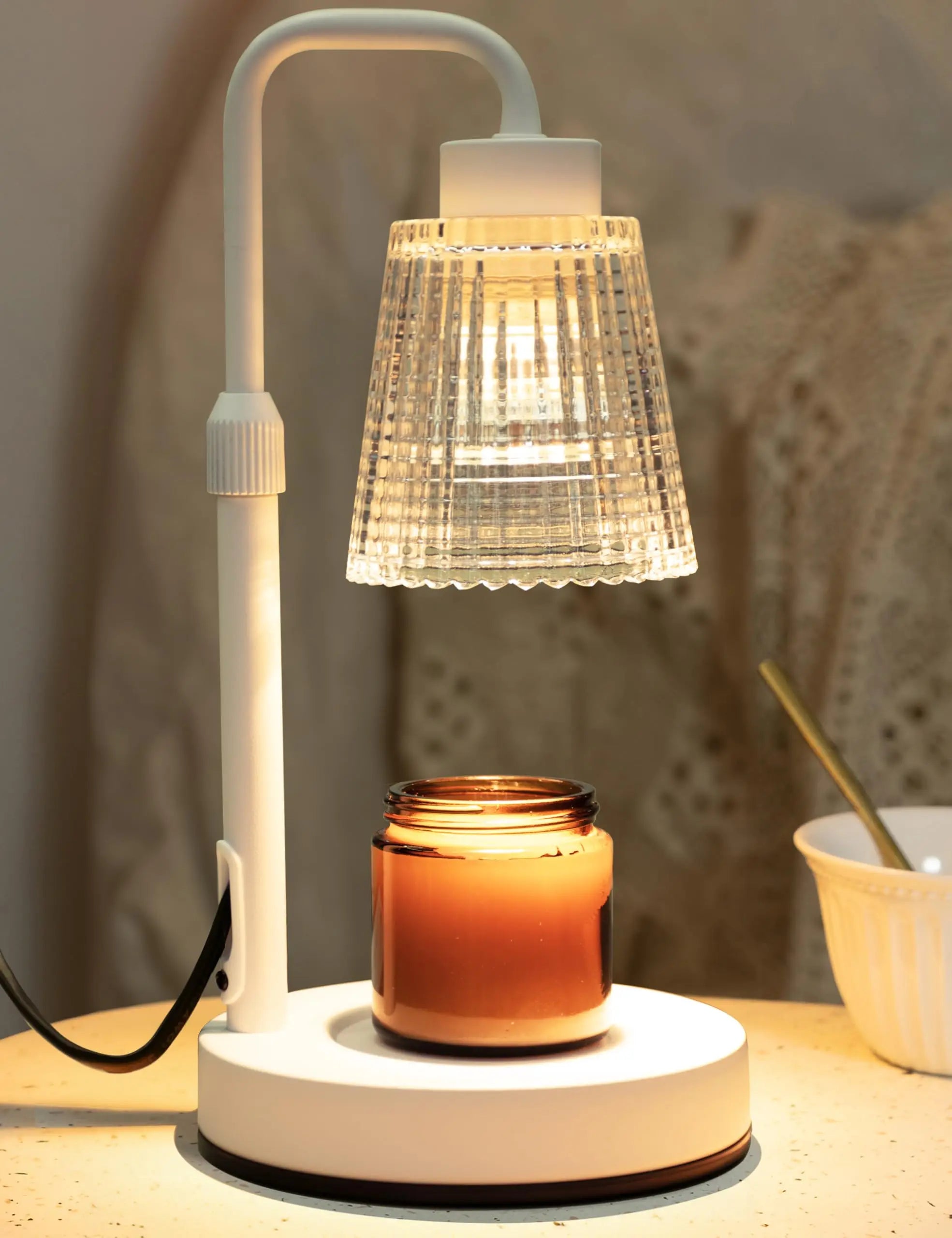 Electric Candle Warmer Lamp - Adjustable Height with Timer - Flame Free