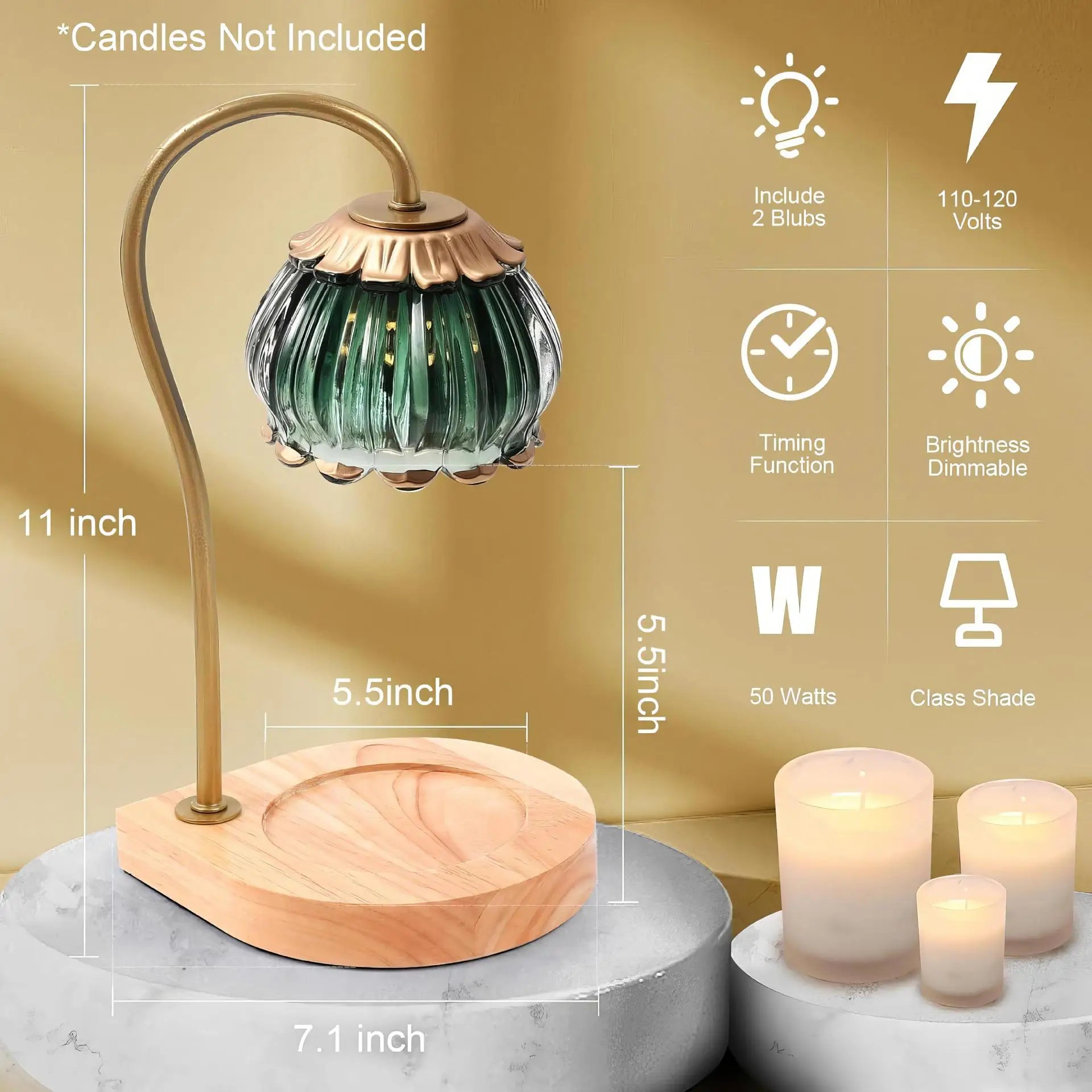Electric Candle Warmer Lamp - Adjustable Height with Timer - Gift Box