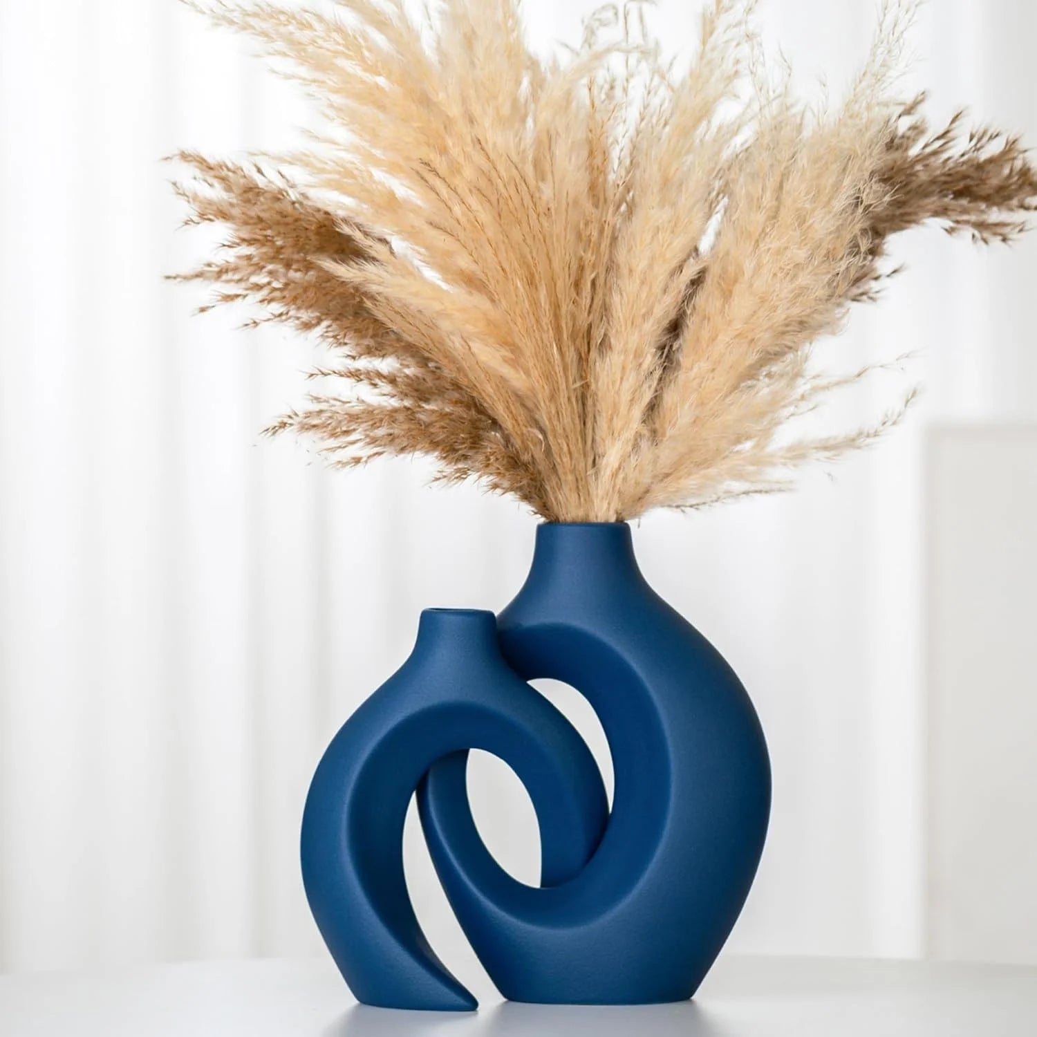 Ceramic Vase Set of 2 | Matte Nordic Style | Handmade Home Decor 6.3x8.4in