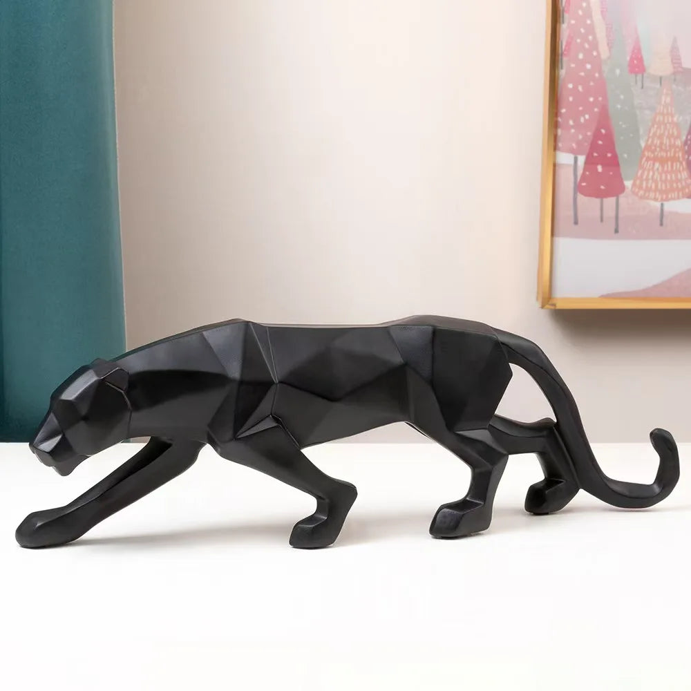 Leopard Resin Sculpture | Geometric Animal Decor | Hand-Painted Figurine