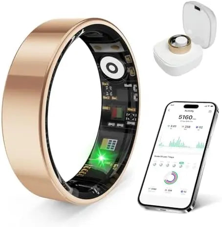 Smart Health Ring - Sleep & Stress Tracker, Heart Rate Monitor, Activity Tracking, Wireless Charging, iOS/Android