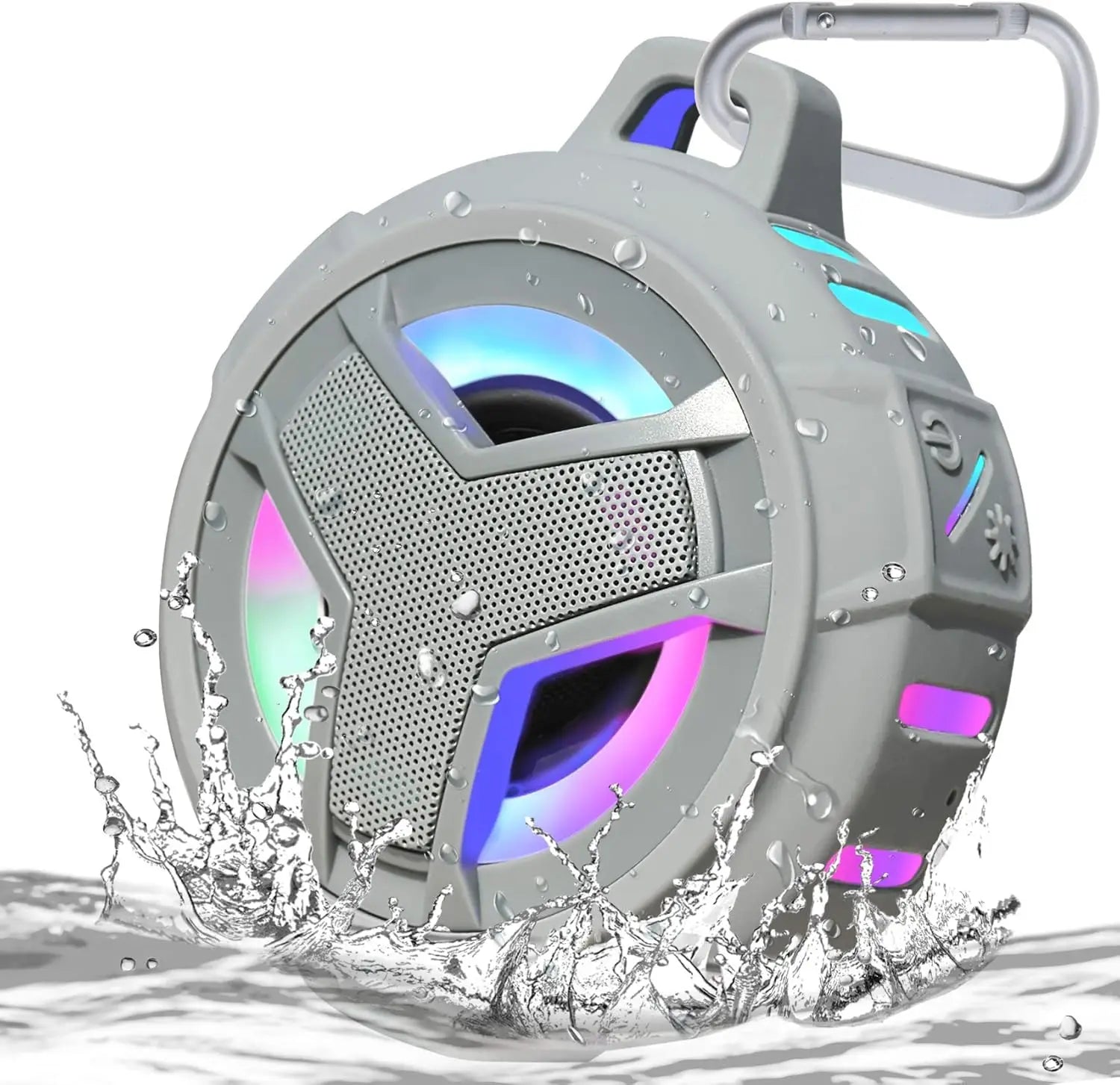IP67 Waterproof Shower Speaker - RGB LED Light, Floats, 2000mAh Battery, 5W, TWS, for Pool Beach Camping