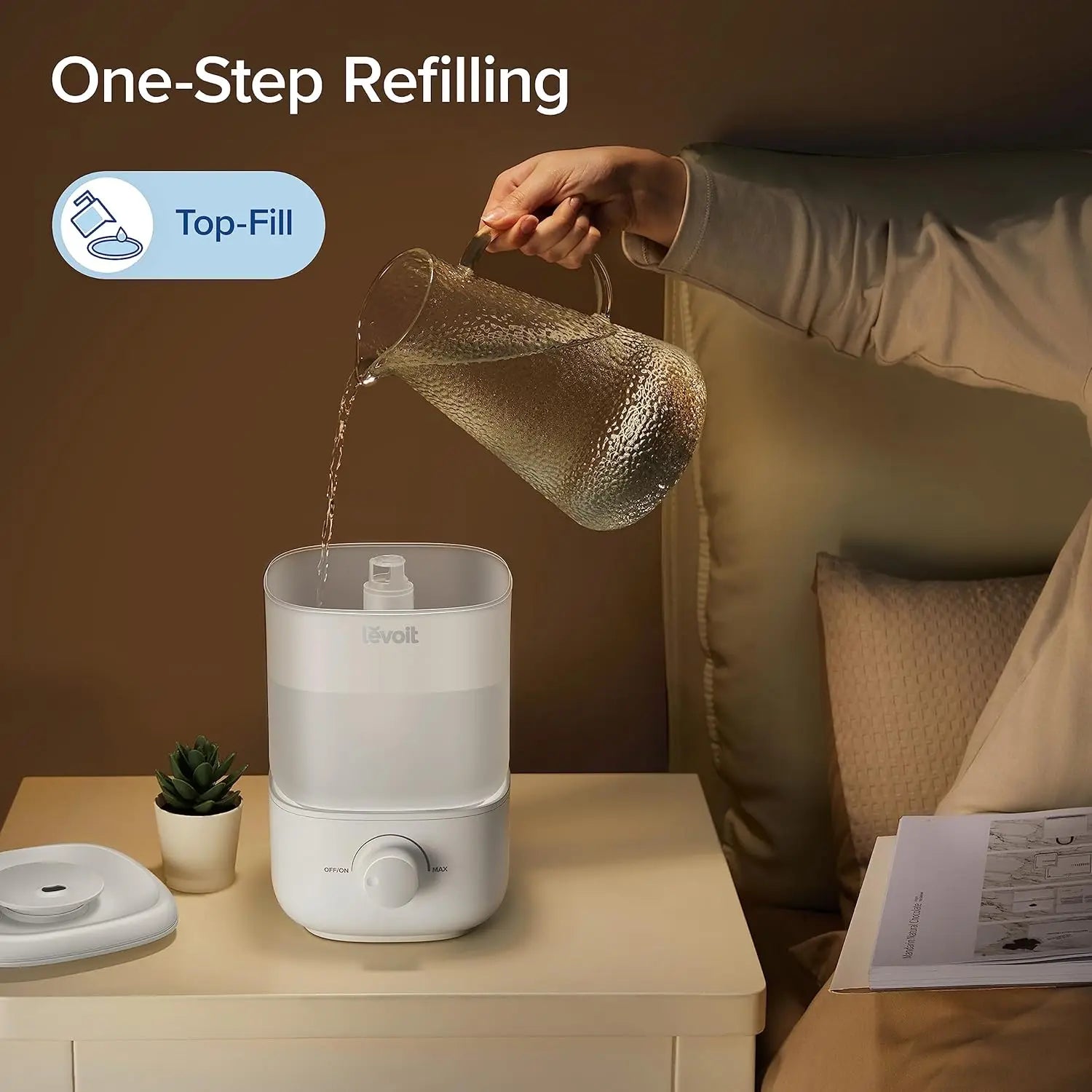 2.5L Top Fill Cool Mist Humidifier - 28dB Quiet, Auto Shut-Off, Easy Refill, for Bedroom Nursery Home