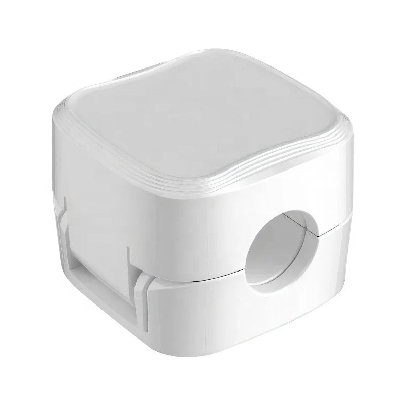 Magnetic Cable Clips - Cord Organizer for USB Charger Cables, Adhesive Backing, Desk Cable Management (White/Black)