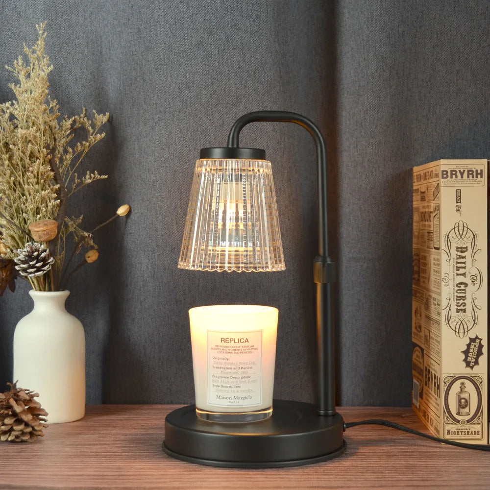 Electric Candle Warmer Lamp - Adjustable Height with Timer - Flame Free