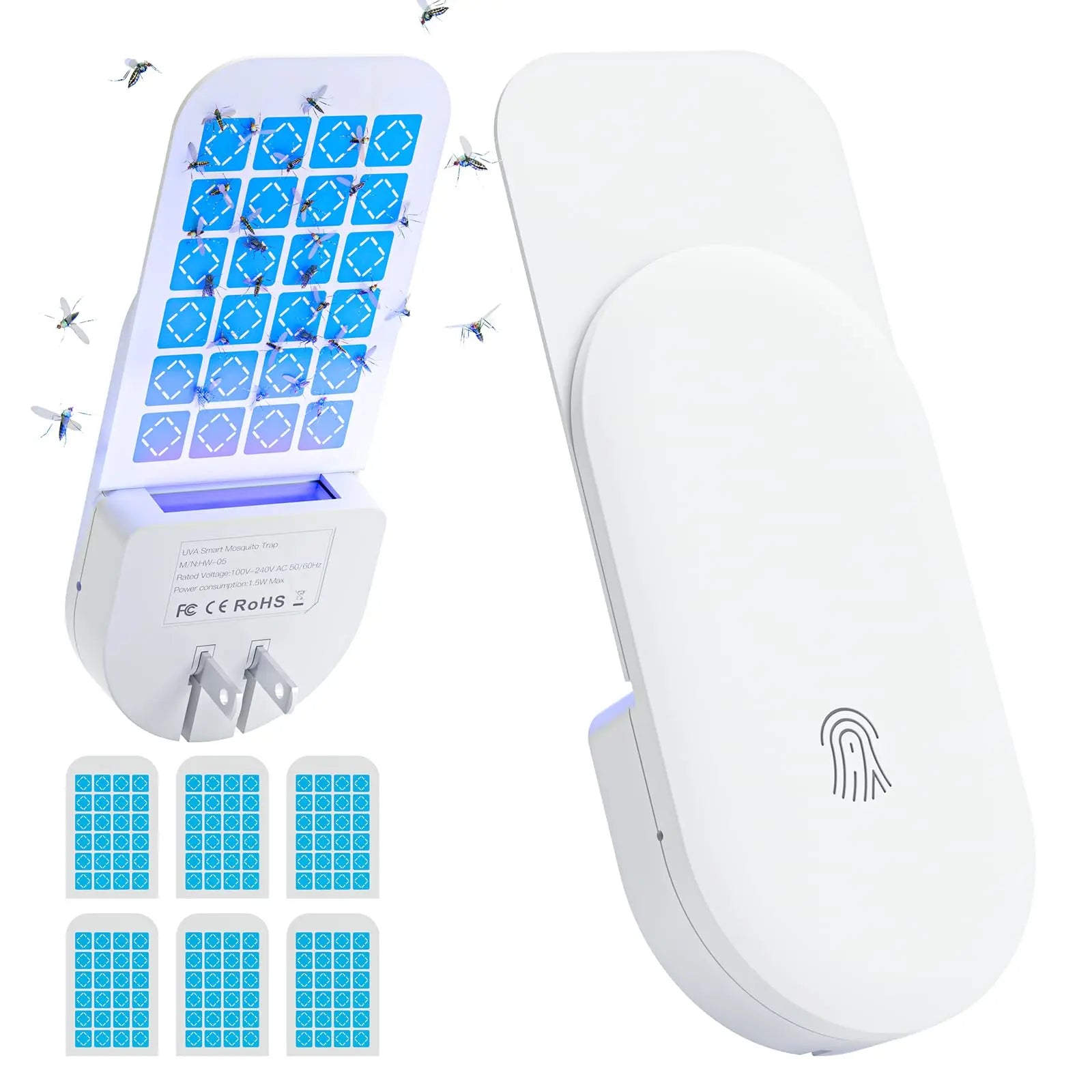2-in-1 Indoor Plug-In Fruit Fly Trap - UV Light Attracts, Sticky Glue Cards, No Chemicals, for Kitchen Home Office